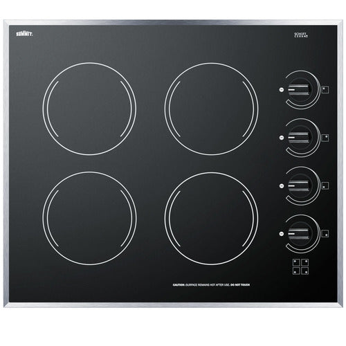 Summit 24" Wide 230V 4-Burner Radiant Cooktop (CR424BL)