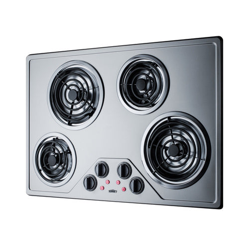 Summit 29" Wide 230V 4-Burner Coil Cooktop (CR430SS) view 2