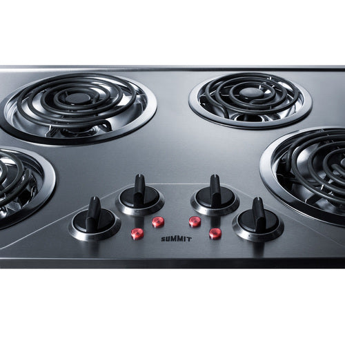 Summit 29" Wide 230V 4-Burner Coil Cooktop (CR430SS) view 4
