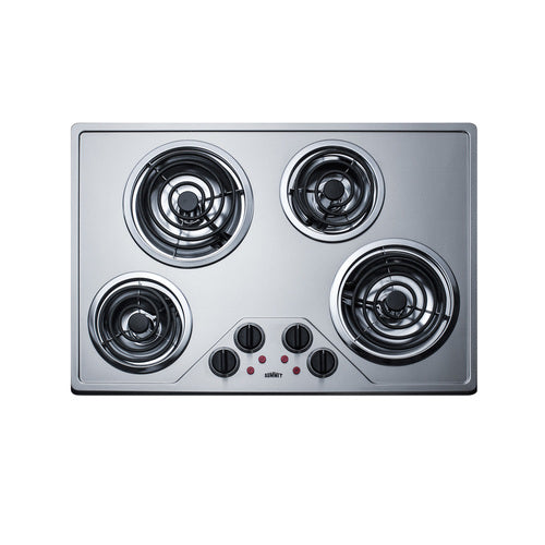 Summit 29" Wide 230V 4-Burner Coil Cooktop (CR430SS)