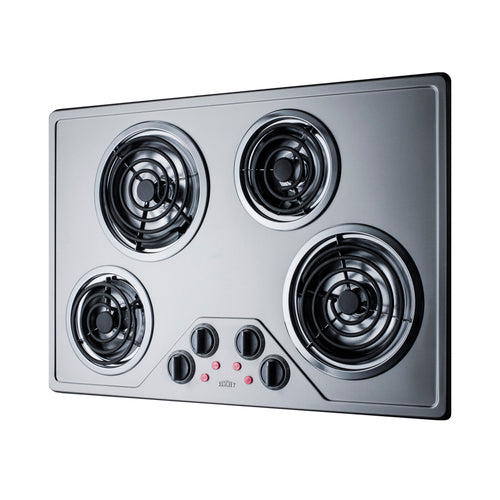 Summit 30" Wide 230V 4-Burner Coil Cooktop (CR431SS) view 2