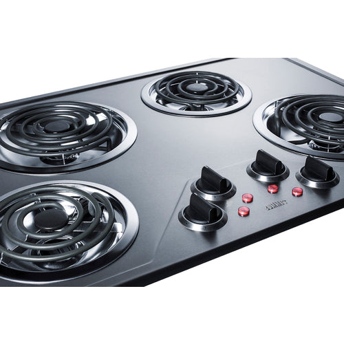 Summit 30" Wide 230V 4-Burner Coil Cooktop (CR431SS) view 3