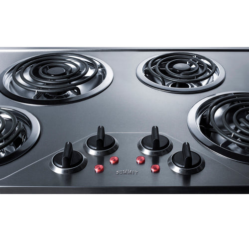 Summit 30" Wide 230V 4-Burner Coil Cooktop (CR431SS) view 4