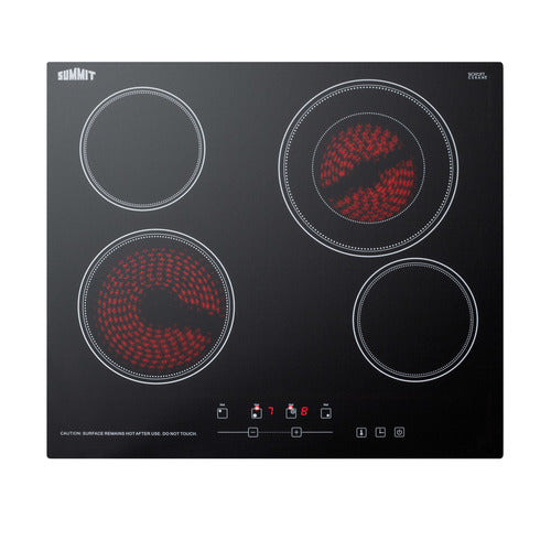 Summit 24" Wide 230V 4-Burner Radiant Cooktop (CR4B23T5B) view 2
