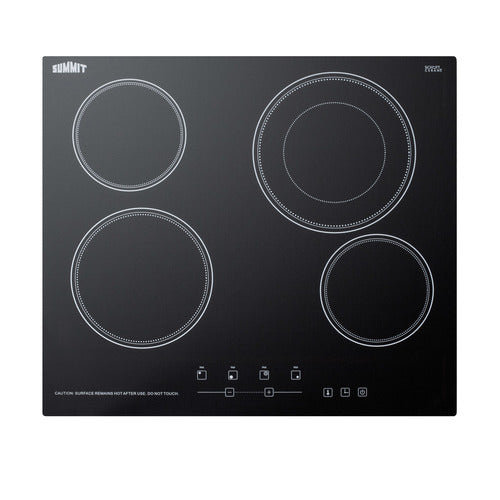 Summit 24" Wide 230V 4-Burner Radiant Cooktop (CR4B23T5B)