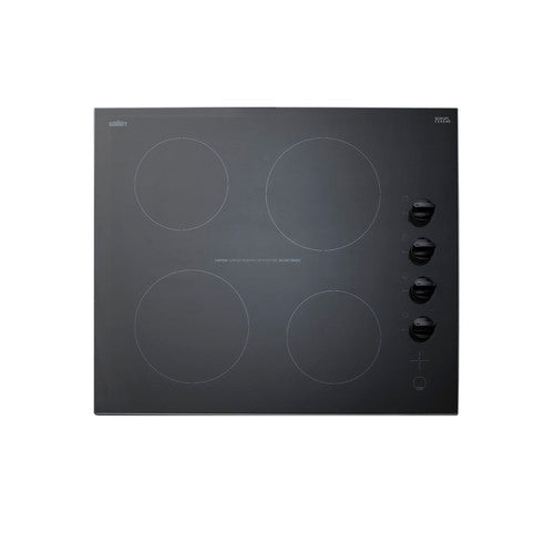 Summit 24" Wide 230V 4-Burner Radiant Cooktop (CR4B242BK)