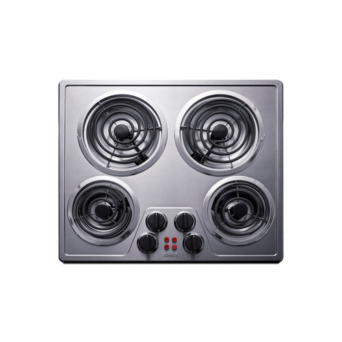 Summit 24" Wide 240V 4-Burner Coil Cooktop (CR4SS24)