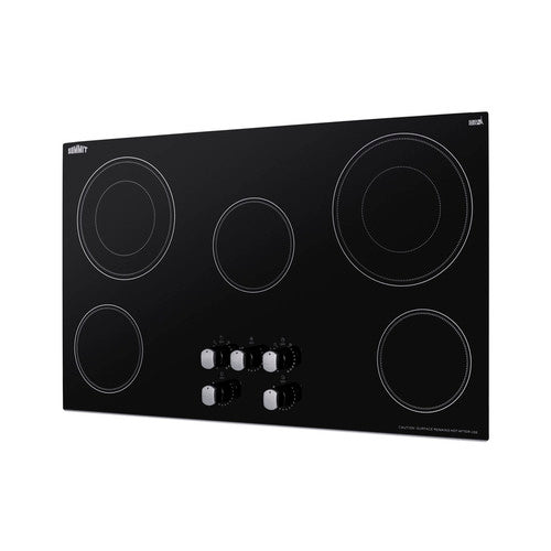 Summit 36" Wide 208-240V 5-Burner Radiant Cooktop (CR5B36MB) view 2