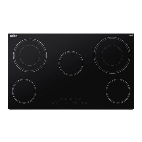 Summit 36" Wide 208-240V 5-Burner Radiant Cooktop (CR5B36T9B)