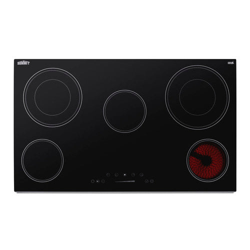 Summit 36" Wide 208-240V 5-Burner Radiant Cooktop (CR5B36T9B) view 5