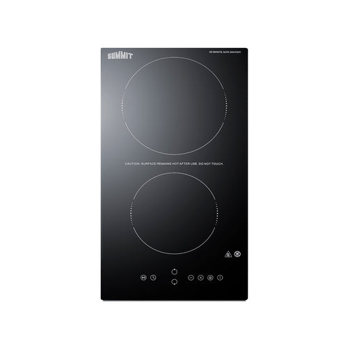Summit 12" Wide 230V 2-Burner Radiant Cooktop With Safety Shutoff (CRH2BT30230)
