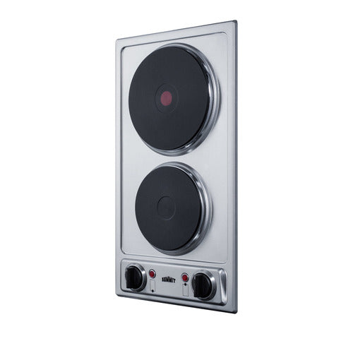 Summit 12" Wide 230V 2-Burner Solid Disk Cooktop (CSD2B230) view 2
