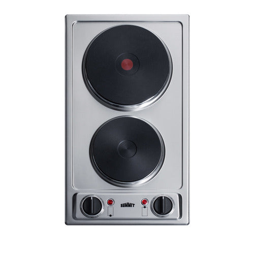 Summit 12" Wide 230V 2-Burner Solid Disk Cooktop (CSD2B230)