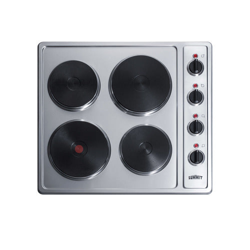 Summit 24" Wide 230V 4-Burner Solid Disk Cooktop (CSD4B24)