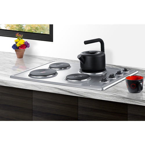 Summit 30" Wide 208/240V 4-Burner Solid Disk Cooktop (CSD4B300) view 2