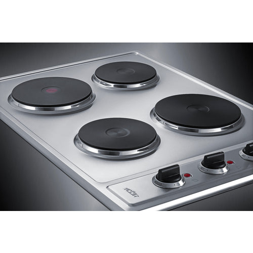 Summit 30" Wide 208/240V 4-Burner Solid Disk Cooktop (CSD4B300) view 3
