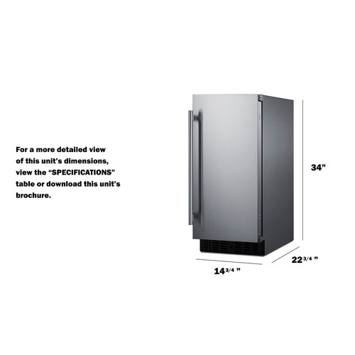 Summit 15" Wide Built-In All-Refrigerator — Left Hand Door hinge (FF1532BCSSLHD) view 2