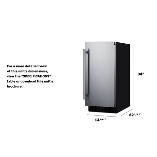 Summit 15" Wide Built-In All-Refrigerator (FF1532BSS) view 6