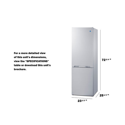 Summit 24" Wide Bottom Mount Refrigerator-Freezer (FFBF121W) view 6