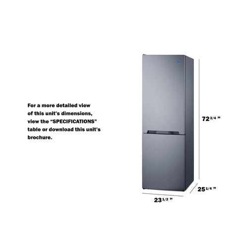 Summit 24" Wide Bottom Mount Refrigerator-Freezer (FFBF124SSLHD) view 6