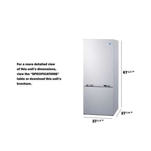 Summit 28" Wide Bottom Mount Refrigerator-Freezer (FFBF151WLHD) view 6