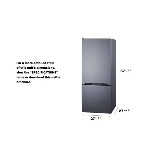 Summit 28" Wide Bottom Mount Refrigerator-Freezer (FFBF154SSLHD) view 6