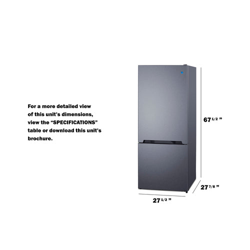 Summit 28" Wide Bottom Mount Refrigerator-Freezer (FFBF154SS) view 6
