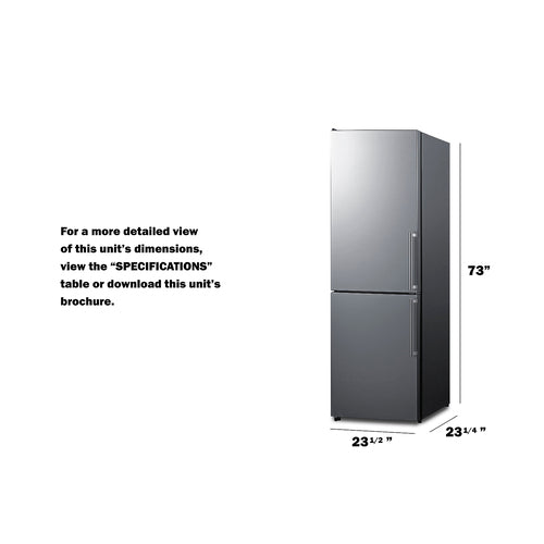Summit 24" Wide Bottom Freezer Refrigerator (FFBF235PLLHD) view 6