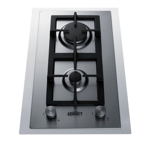Summit 15" Wide 2-Burner Gas Cooktop In Stainless Steel (GCJ2SSTK15) view 6