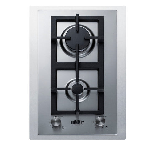 Summit 15" Wide 2-Burner Propane Gas Cooktop In Stainless Steel (GCJ2SSLPTK15)