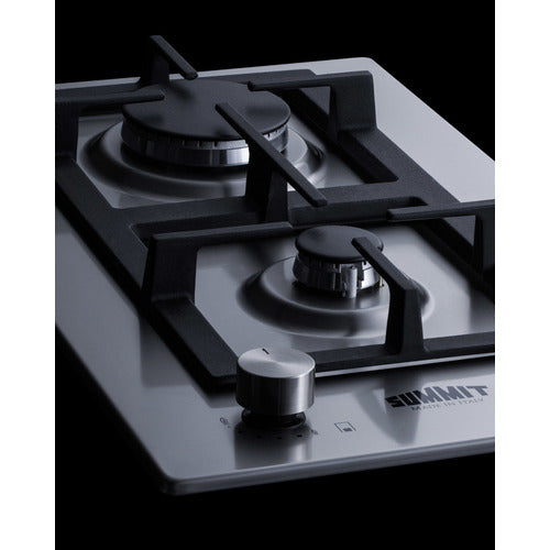 Summit 12" Wide 2-Burner Gas Cooktop In Stainless Steel (GCJ2SS) view 6