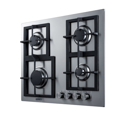 Summit 24" Wide 4-Burner Propane Gas Cooktop In Stainless Steel (GCJ4SSLP) view 4