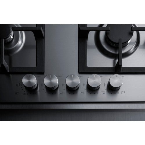 Summit 34" Wide 5-Burner Gas Cooktop In Stainless Steel (GCJ536SSTK) view 3