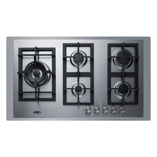 Summit 34" Wide 5-Burner Gas Cooktop In Stainless Steel (GCJ536SSTK)