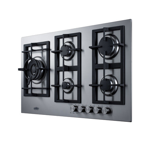Summit 34" Wide 5-Burner Propane Gas Cooktop In Stainless Steel (GCJ536SSLP) view 3