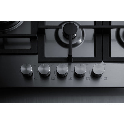 Summit 30" Wide 5-Burner Gas Cooktop In Stainless Steel (GCJ5SS) view 6