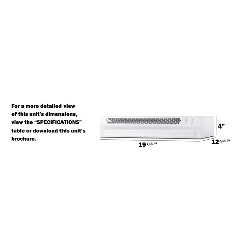 Summit 20" Under Cabinet Ductless Retractable Range Hood (HRTX20W) view 6