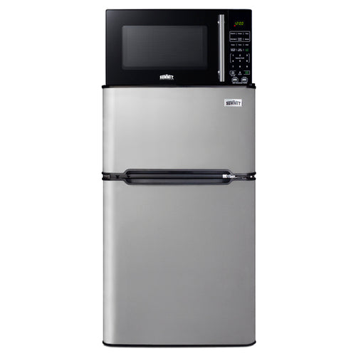 Summit Microwave/Refrigerator-Freezer Combination with Allocator — Left Hand Door hinge (MRF34BSSALHD)