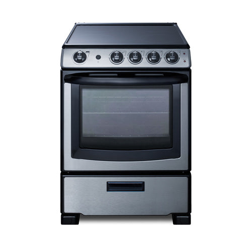 Summit 24" Wide Electric Range & Convertible Hood (REXH24RSS) view 5