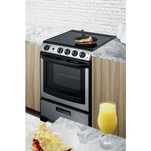 Summit 24" Wide Electric Smooth-Top Range (REX2451SSRT) view 5