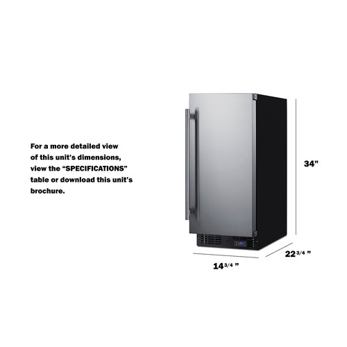 Summit 15" Built-In All-Freezer — Left Hand Door hinge (SCFF1533BSSLHD) view 6
