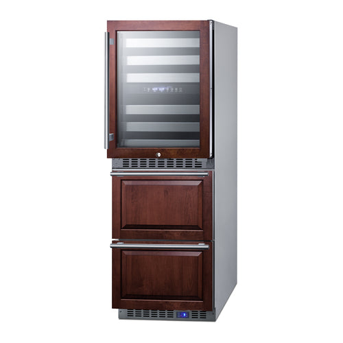 Summit 24" Wide Combination Dual-Zone Wine Cellar and 2-Drawer All-Freezer (Panels Not Included) — Left Hand Door hinge
