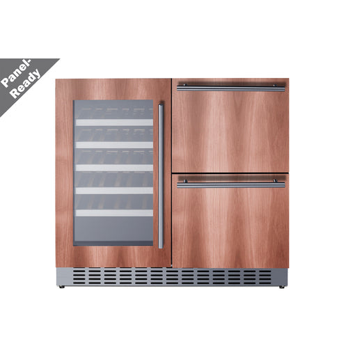 Summit 36" Wide Combination Wine Cellar & 2-Drawer Refrigerator (Panel Not Included) (SWCDAR36UCPNR)