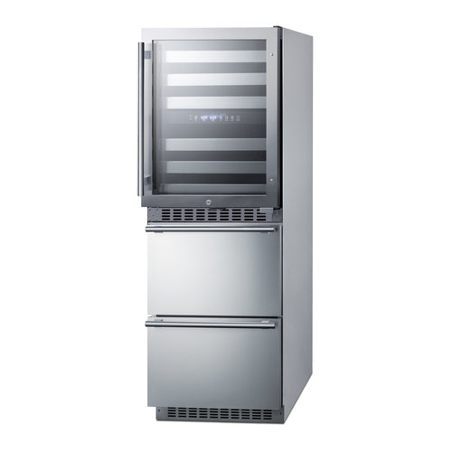 Summit 24" Wide Combination Dual-Zone Wine Cellar and 2-Drawer Refrigerator-Freezer — Left Hand Door hinge (SWCDRF24LHD)