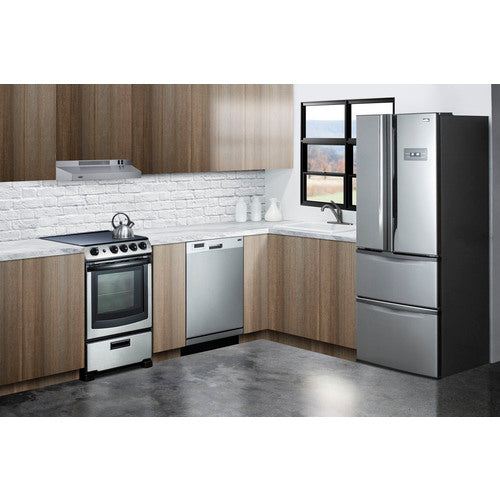 Summit 24" Wide Electric Range & Convertible Hood (REXH24RSS) view 2