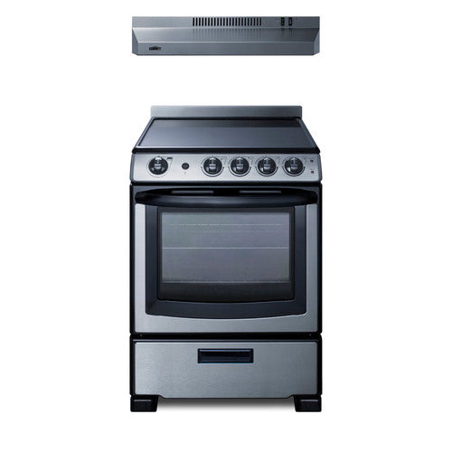 Summit 24" Wide Electric Range & Convertible Hood (REXH24RSS)