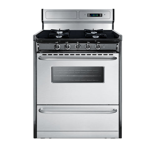Summit 30" Wide Gas Range, Open Burners (TNM2307BKW)