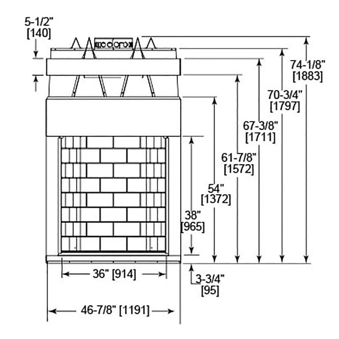Majestic 36" Radiant Wood Burning Fireplace with Natural Gray Hearth Refractory - ASH36 Majestic