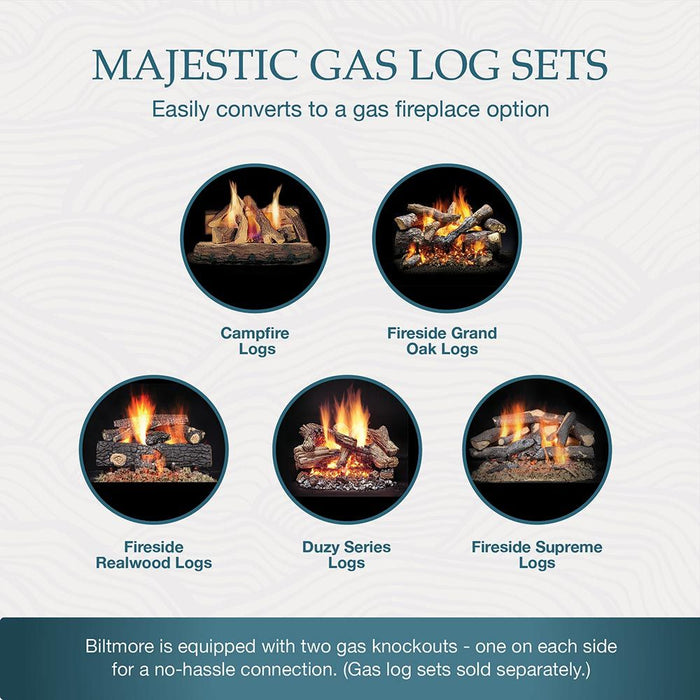 Majestic 42" Biltmore Radiant Wood Burning Fireplace W/Herringbone Brick Pattern - SB80 Majestic