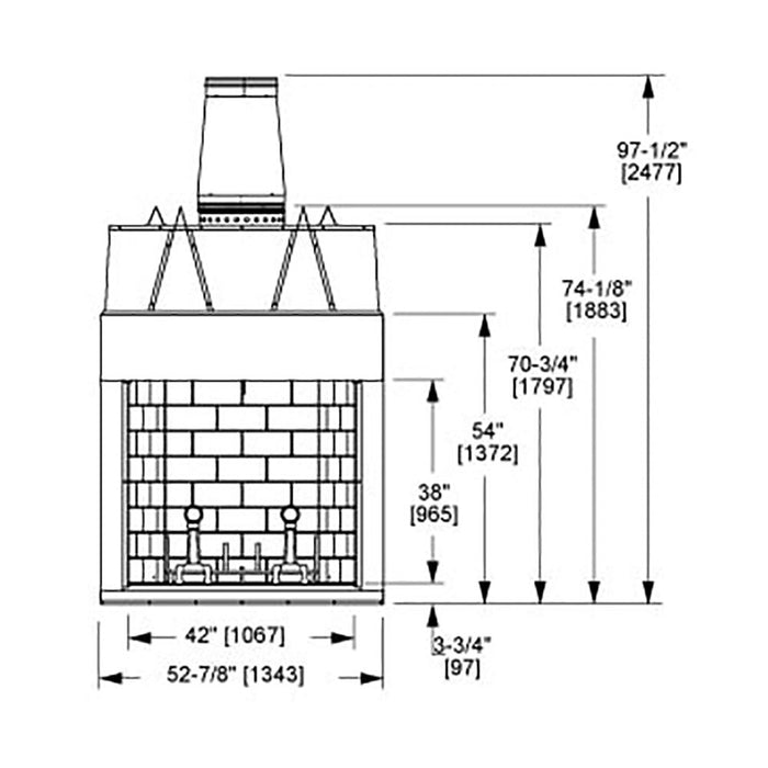 Majestic 42" Radiant Wood Burning Fireplace with Natural Gray Hearth Refractory - ASH42 Majestic